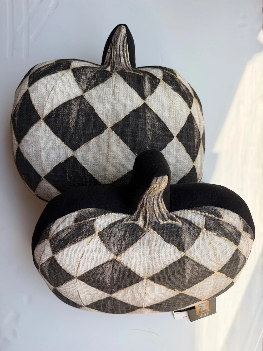Harlequin Diamond Pumpkin Pillows - Set of 2 Halloween Fall Decor